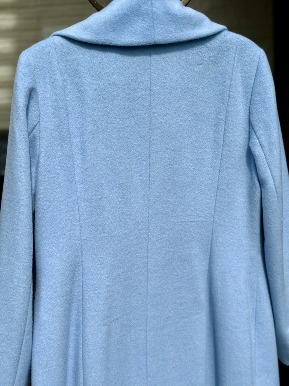 Cole Haan Women’s Pale Blue Wool Blend Lined Draped Shawl Collar Coat - Picture 13 of 16
